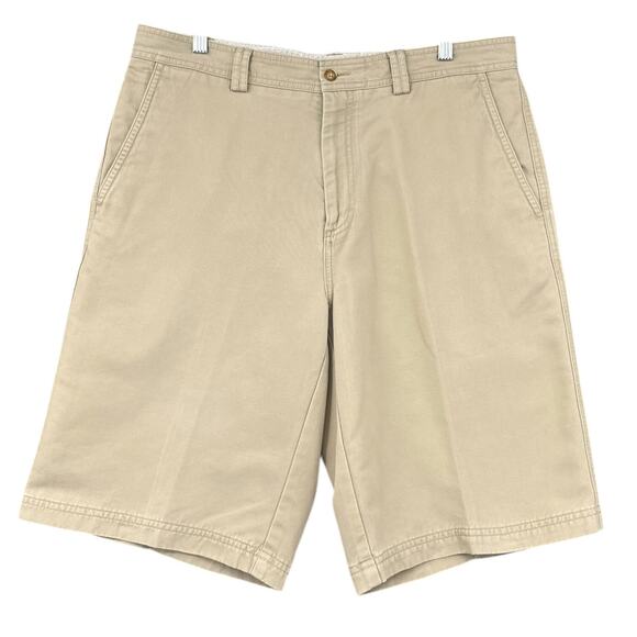 Tori Richard Khaki Belt Loops Button Closure Side Pockets Classic Shorts Size 35 - Picture 1 of 8
